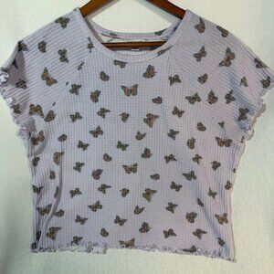 American Eagle Y2K Butterfly T Shirt XL Soft Crop Tee